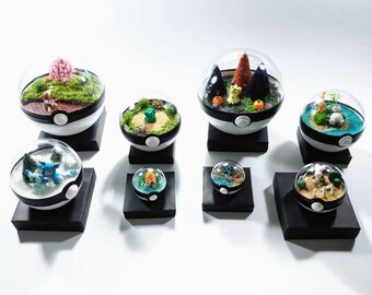 Any Pokemon Pokeball Terrarium or Ornament - Miniature Pokemon - Fairy Garden - Custom Environments