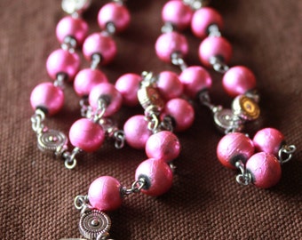 St. Michael Chaplet - Pink Paint Drip