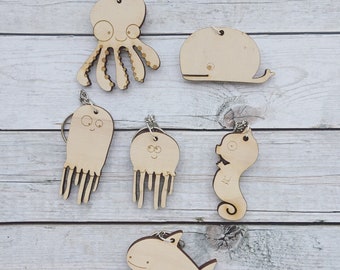 Small keychains-Lasercut marine animals
