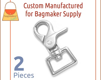 3/4 Inch Trigger Style Swivel Snap Hooks, Shiny Nickel Finish, 2 Pack, Purse Clip, Handbag Bag Making Hardware Supplies, SNP-AA154