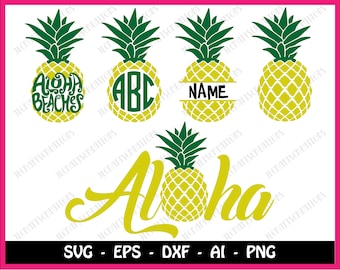 Pineapple Bundle SVG, Bundle svg, Pineapple Monogram SVG, SVG Files, Cricut Cut Files, Silhouette Cut Files