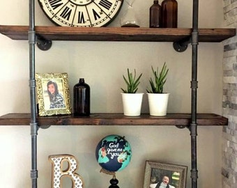 Set of Two Industrial Chic Pipe Shelves