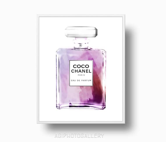Chanel Purple Perfume Bottle Print Coco Chanel Perfume