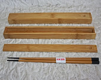 pair of boxed wooden chopsticks