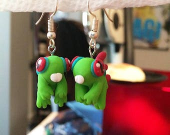 Colorful frog people earrings