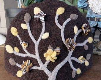 Tea Cozy, Hand-Appliqué Wool and Cashmere