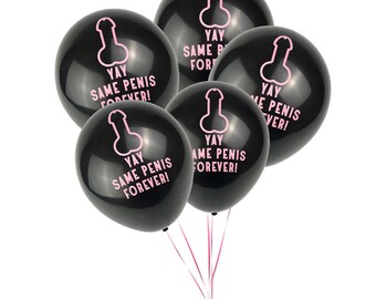 10 Pack Black and Pink Color Yay Same Penis Forever Balloon| Bachelorette Balloons| Naughty Balloon| Engagement Party| Bridal Shower Balloon