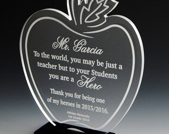 Teacher Apple Gift - Gifts for Teacher Personalized-Teacher Appreciation Week Gift - Teacher Gift Ideas - End of Year Teacher Plaque, ATA006