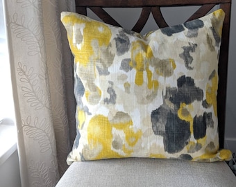 Citrine Yellow and Grey Cushion Cover.