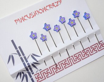 Asian Themed Decorative Sewing Pins - Fimo Quilting Pins - Heavy Duty Pins - Office Gift - Tack Board Pins - Guild Gift Exchange - Star Pins