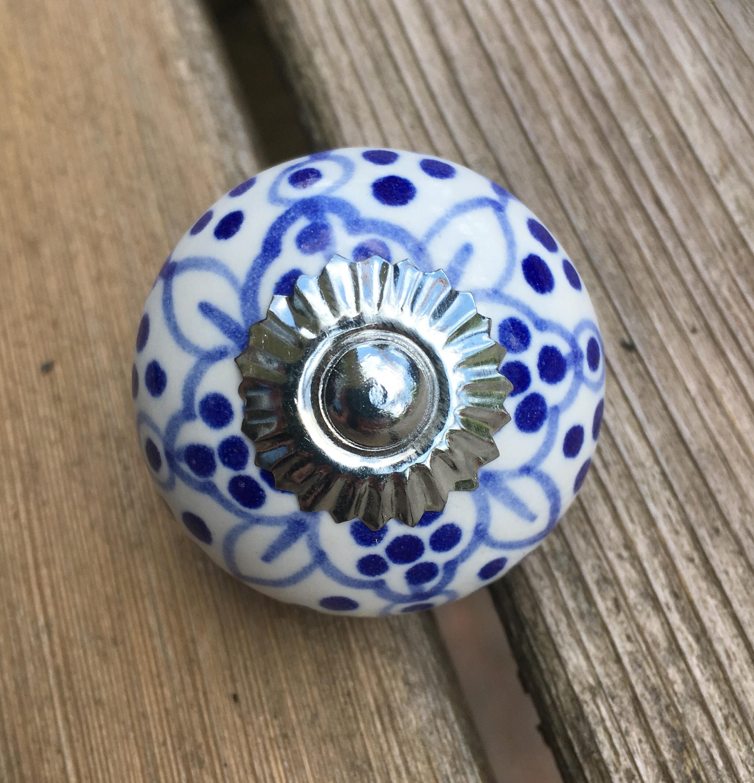 White and Delft Blue Ceramic Drawer Knobs Knobs