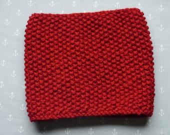 Knitted Women Cowl Snood Neckwarmer in red super chunky wool
