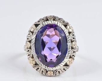 Stunning Edwardian 8.52 Ct Verneuil alexandrite rare ring