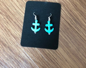 Turquoise Anchor Earrings