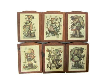 Vintage Hummel Plaques Set of 6 Wall Hangings Vintage Nursery Collectibles Wood Plaques German Art Vintage Kids, Wall Art, Hummel Collection