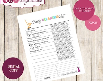 daily cleaning list etsy