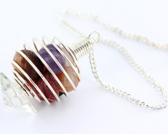 Cage Pendulum with 7 Chakra Stones