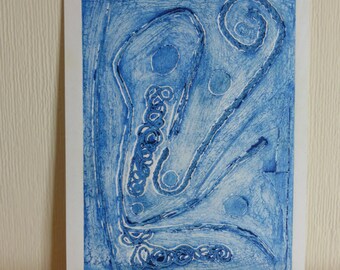 Blue (Collograph print)