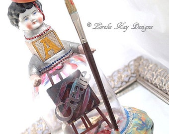Create Artist Art Doll Sculpture Art Painter Theme Whimsical Artist Studio Art Doll Lorelie Kay Designs Original