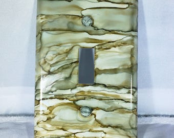 Single Switchplate, Painted Switchplate, Alcohol Ink Switchplate, Wall Decor, Home Decor
