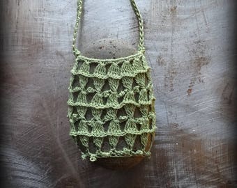 On Sale, Artist Necklace, Crocheted Lace, Stone, Gift, Original, Green, Handmade, Nature, Bohemian Style, Rock, Unique, Birthday, Monicaj