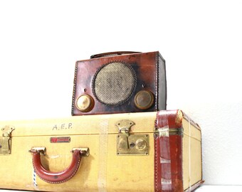 Vintage Brown Leather AM Radio
