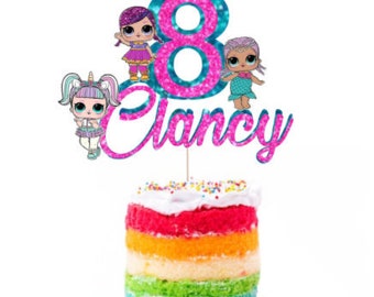 LOL DOLL Inspired Cake Topper with age & name, Any dolls!