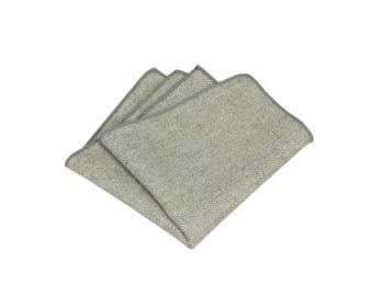 Grey Herringbone Wool Pocket Square.Gray Wool Hankies.Mens Pocket Square Wedding. Gifts.