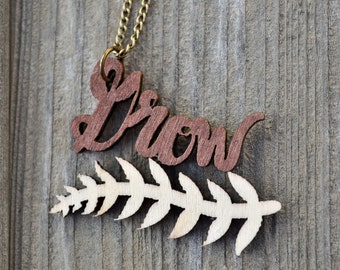 Woodcut GROW Necklace
