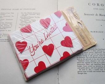 Vintage Party Invitations * 1980's Party * Vintage Stationery * Retro Party Supplies * RSVP * Hearts * Grids * 1980's Graphics *