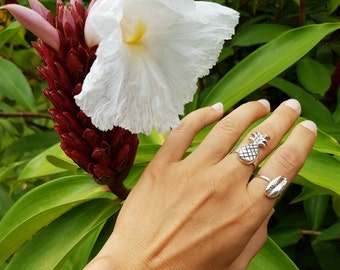 925 Silver Ring, Fruit Ring, Unique Ring, Silver Food Jewelry, Tropical Ring, Summer Jewelry, Island Jewelry, Fun Ring, Pineapple Jewelry