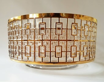 Imperial Glass Shoji Bowl, Large, Gold, Mid Century, Hollywood Regency