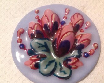 Large vintage cabochon, a relief decoration, porcelain