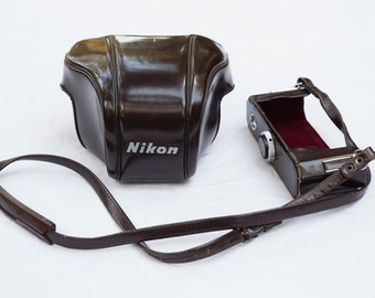 Vintage Nikon Camera Case / Cover - Brown Leather With Strap - Made in Japan - Photographic Photographer Accessory