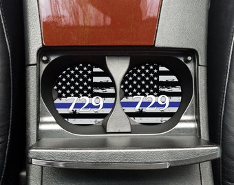 Thin Blue Line Car Coasters - Blue Lives Matter - Police Lives Matter - Car Coasters - Car Accessories- Personalized Coaster - LEO Gift