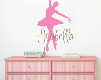 Ballerina Wall Decal / Wall Decal Name - Girls Name Decal. Girl Wall Vinyl Sticker Ballet Nursery Personalized Name. Nursery Wall Decor F98