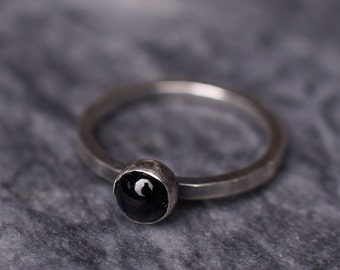 Onyx Blacklite Ring - Oxidised Sterling Silver