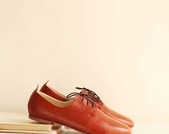 The Oxford Shoes in Cognac | Derby Style Women's Leather Shoes in Cognac Brown