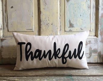 Pillow cover | Thankful pillow | Fall pillow | Fall Decor | Thanksgiving pillow | Thanksgiving decor | Entryway pillow | Hostess Gift