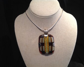 Stunning Dichroic Glass Sterling Pendant Italian Chain