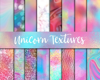 Unicorn textures, digital paper, watercolor backgrounds, foil texture jpg, bokeh background, colorful marble, pastel leather, fantasy clipa