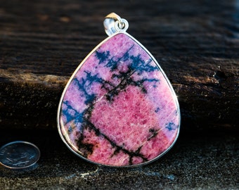 Rhodonite Pendant - Rhodonite Necklace - Rhodonite Jewelry - Rhodonite Pedant - Pink Necklace - Rhodonite Pendant - Rhodonite Necklace