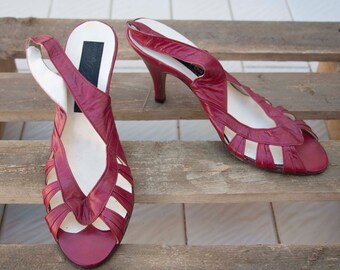 Vintage Shoes-Sandals open toe-ankle strap-Made in Italy-stock remaining 80s-new-not used-not used-heel 9 cm 36 1/2 en