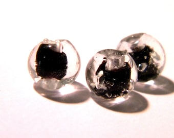 5 beads 8 mm - dark glass lampwork - luminous Pearl round glass bead - 8 mm - black - G148-8