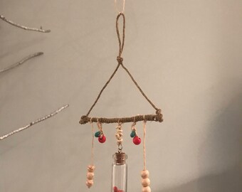 Boho rearview mirror car accessory hand made with gemstones
