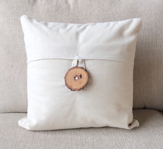 Items similar to Wood button, decorative pillow cover, throw pillow