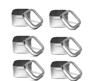8 oz Clear Top Square Tins- Set of 6