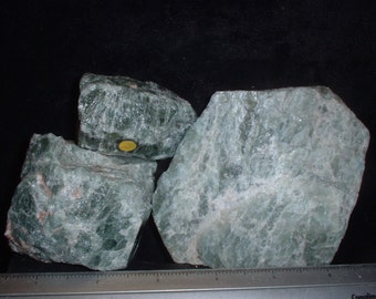 Geo Trio of Three Green Apatite crystals sections one terminated!