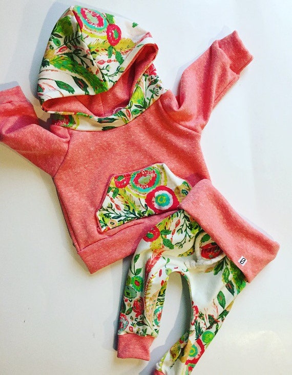 Items similar to Baby girl clothes, baby girl outfit, orange baby outfit, floral baby outfit