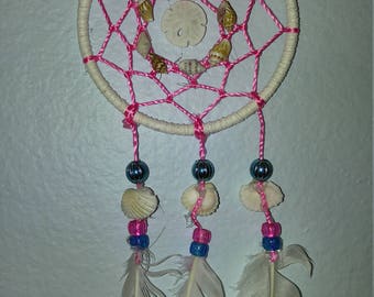Pink/Blue Shell Dream Catcher